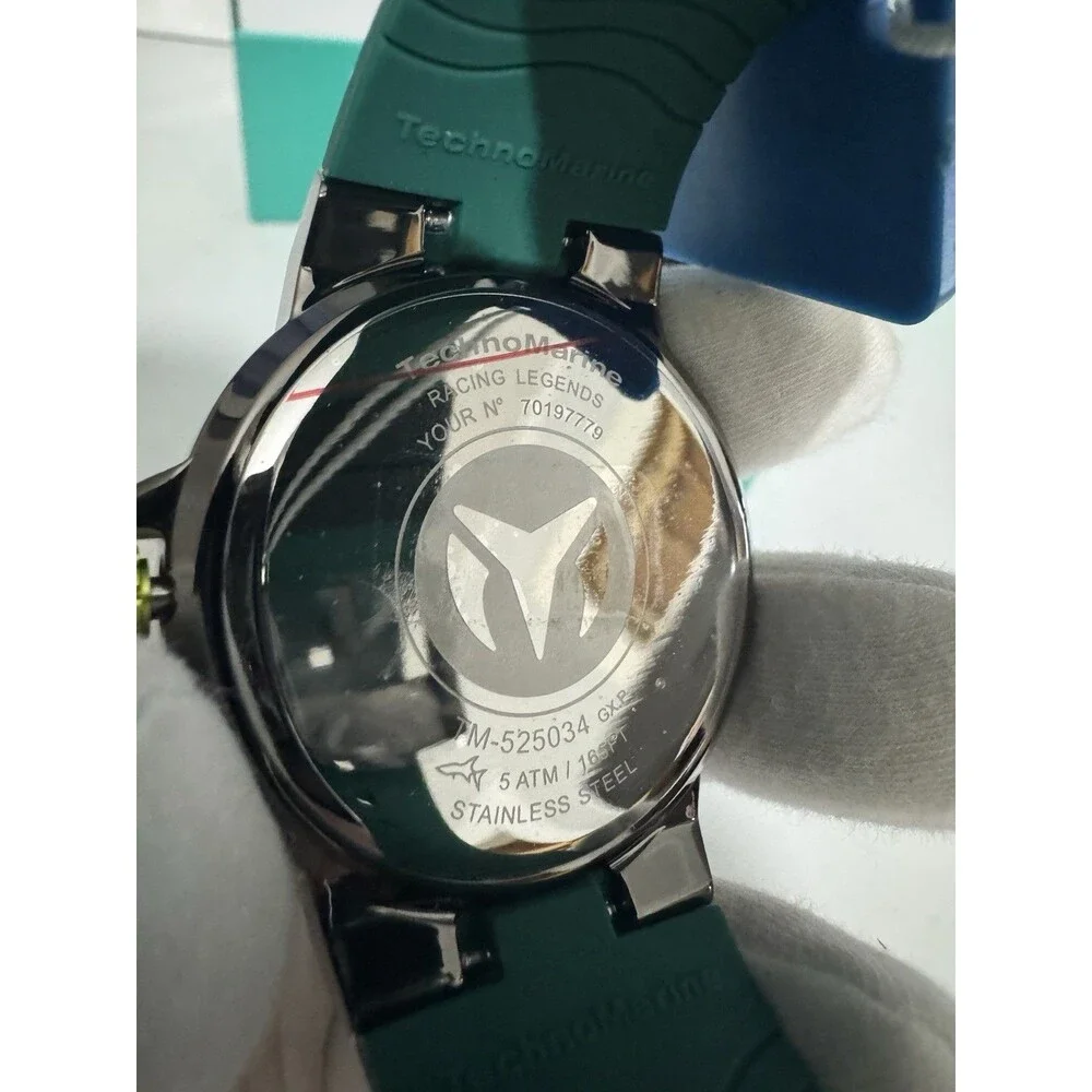 TechnoMarine Racing Legends Quartz Chronograph 43mm Black Dial Green Strap